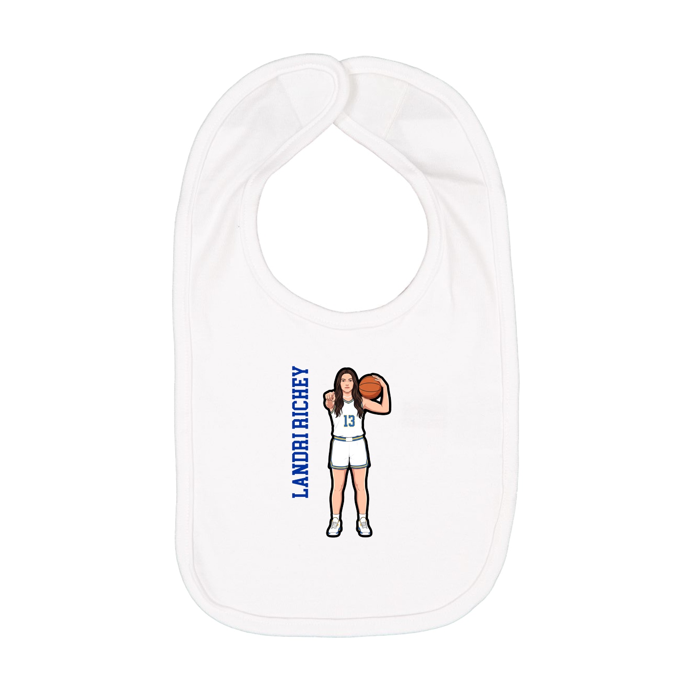 Infant Bib — Name Vertical in White