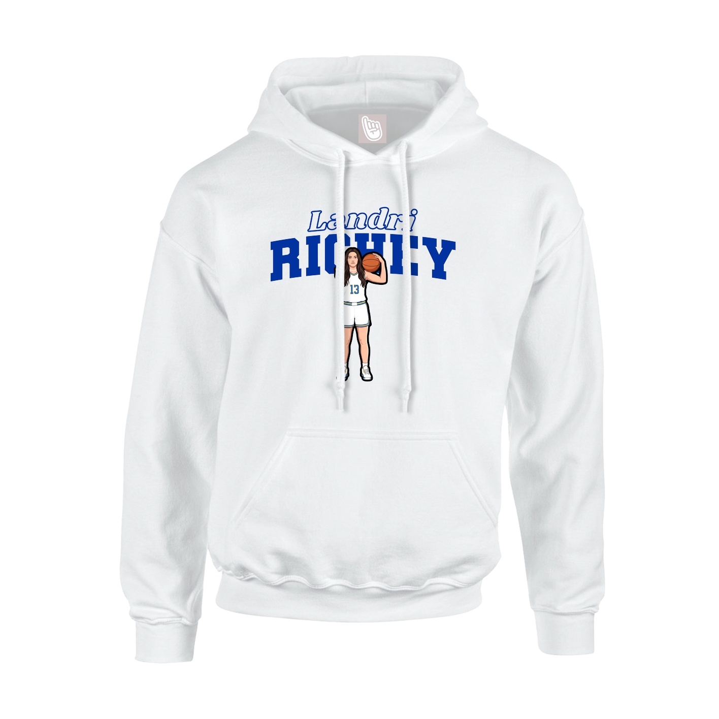 Youth Hoodie — Name Arch in White