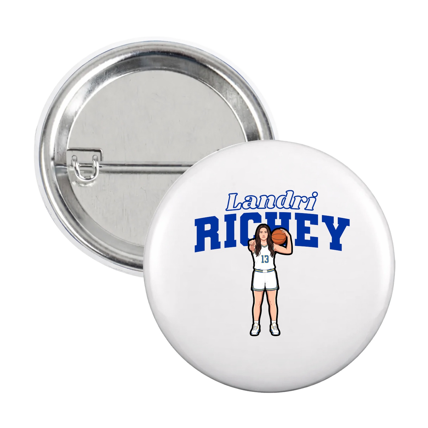 Game Day Button — Name Arch in White