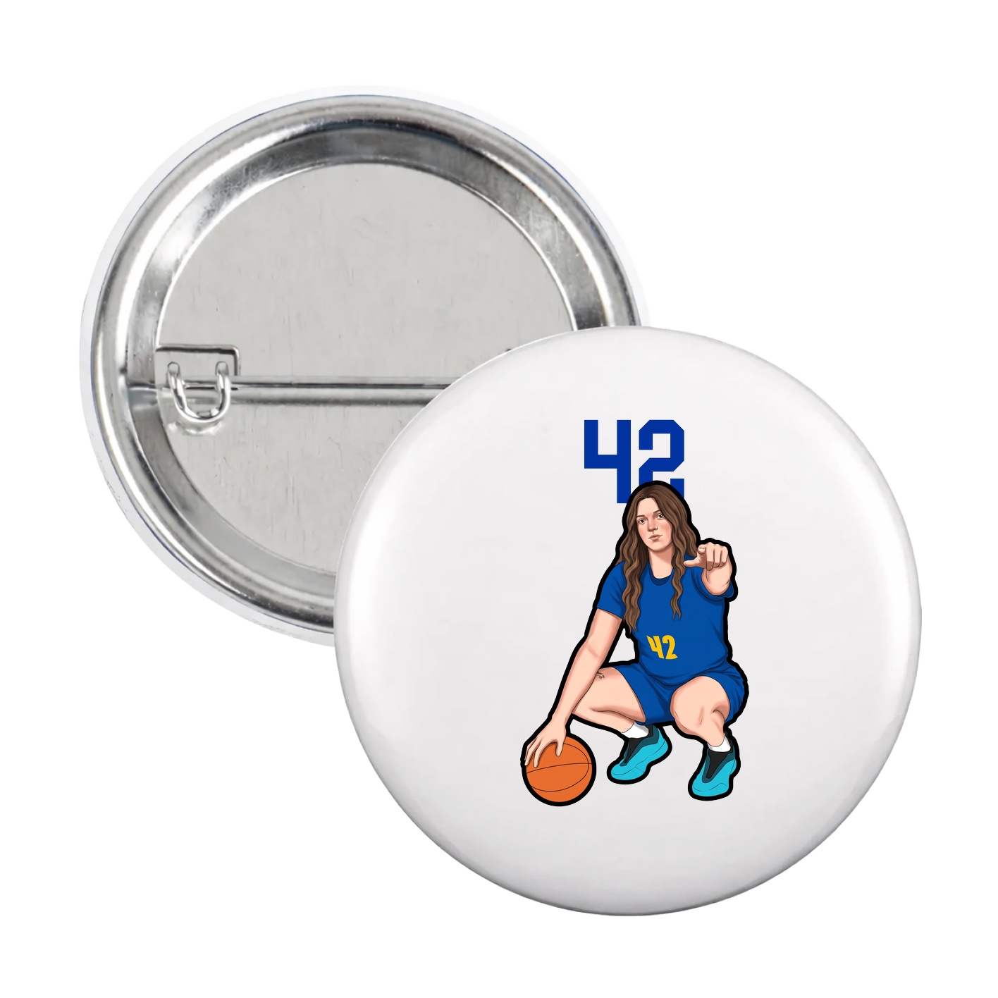 Game Day Button — Number Top in White