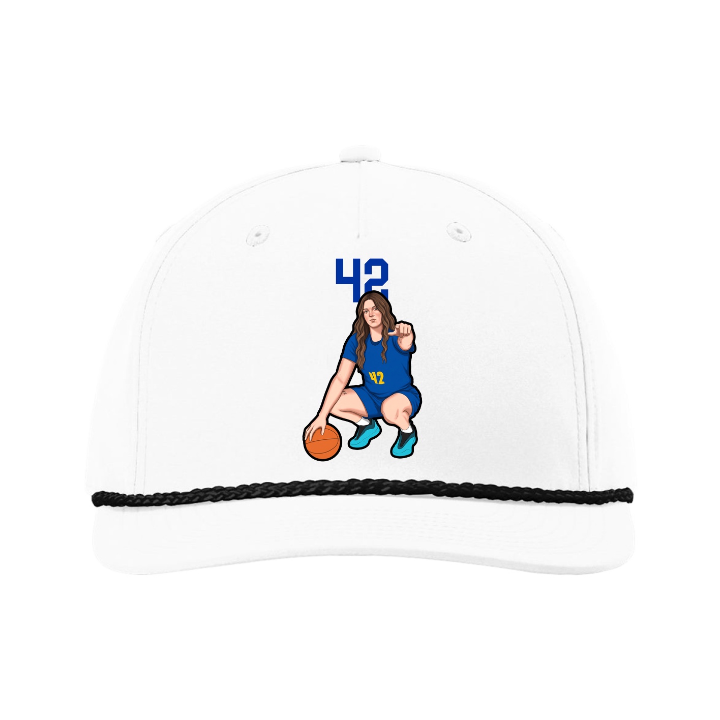 Five-Panel Classic Rope Cap — Number Top in White