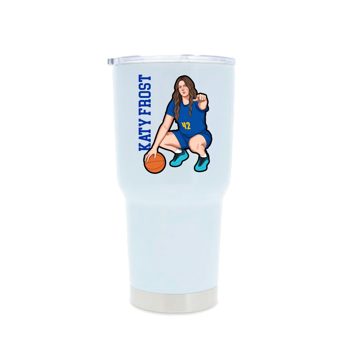 30oz Stainless Steel Tumbler — Name Vertical in White