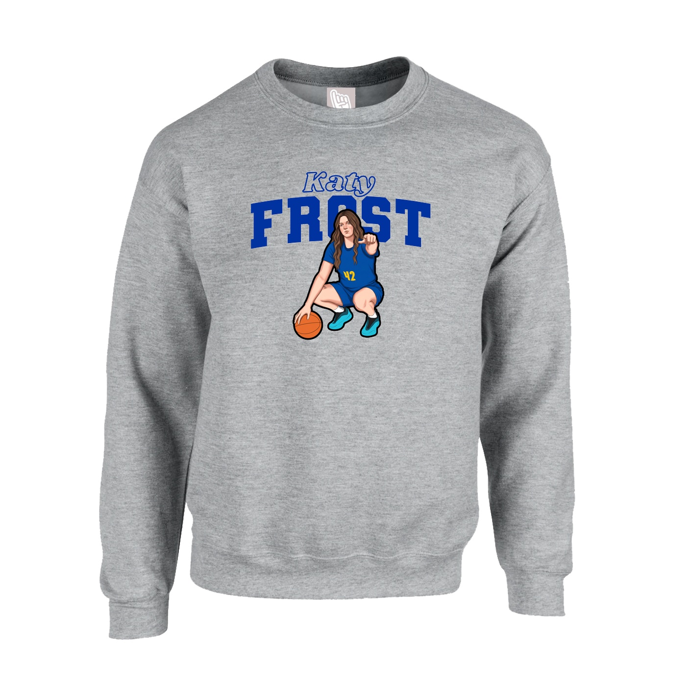 Fleece Crew — Name Arch in Grey