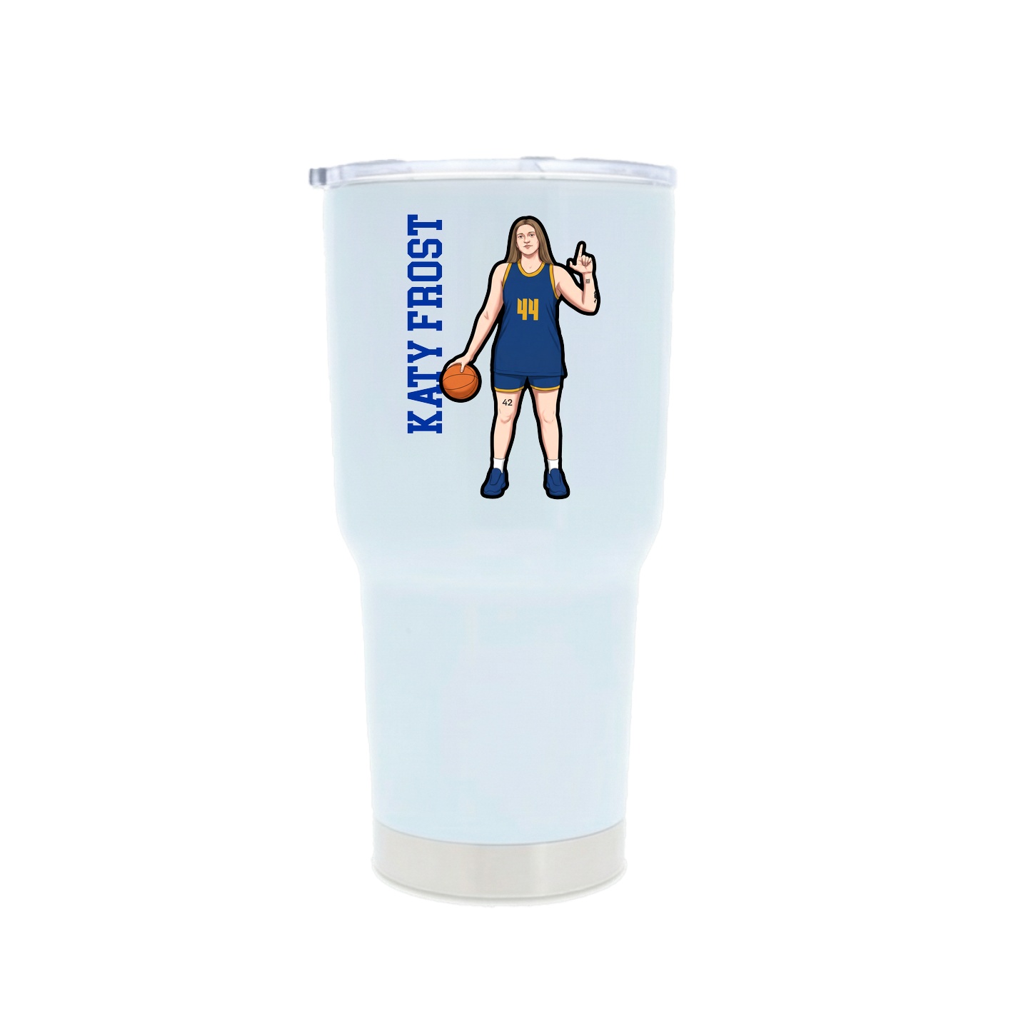 30oz Stainless Steel Tumbler — Name Vertical in White