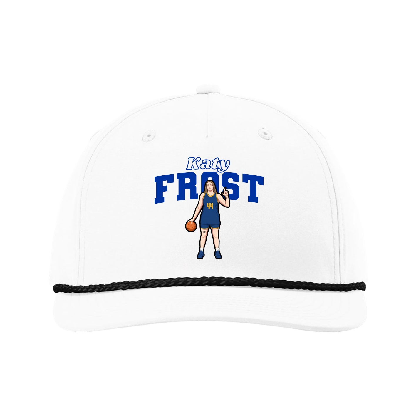Five-Panel Classic Rope Cap — Name Arch in White