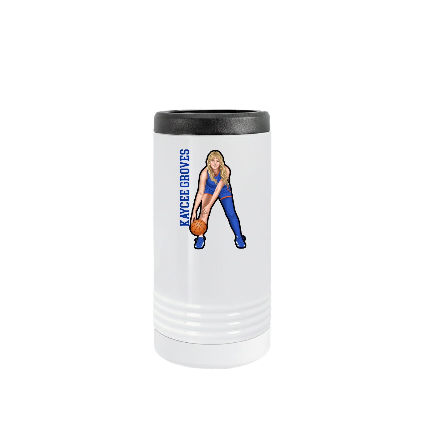 Slim Beverage Holder — Name Vertical in White