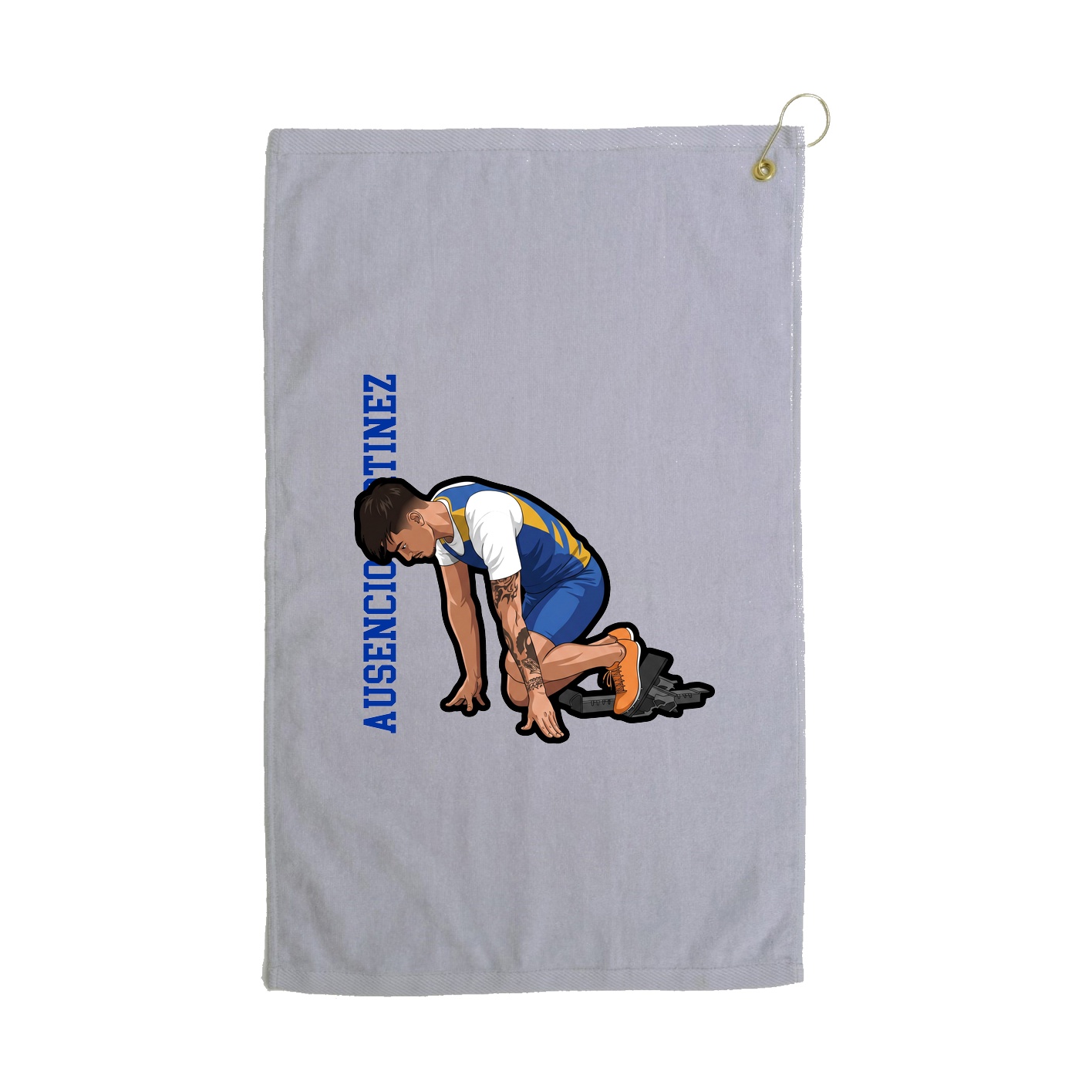 Golf Towel — Name Vertical in Grey