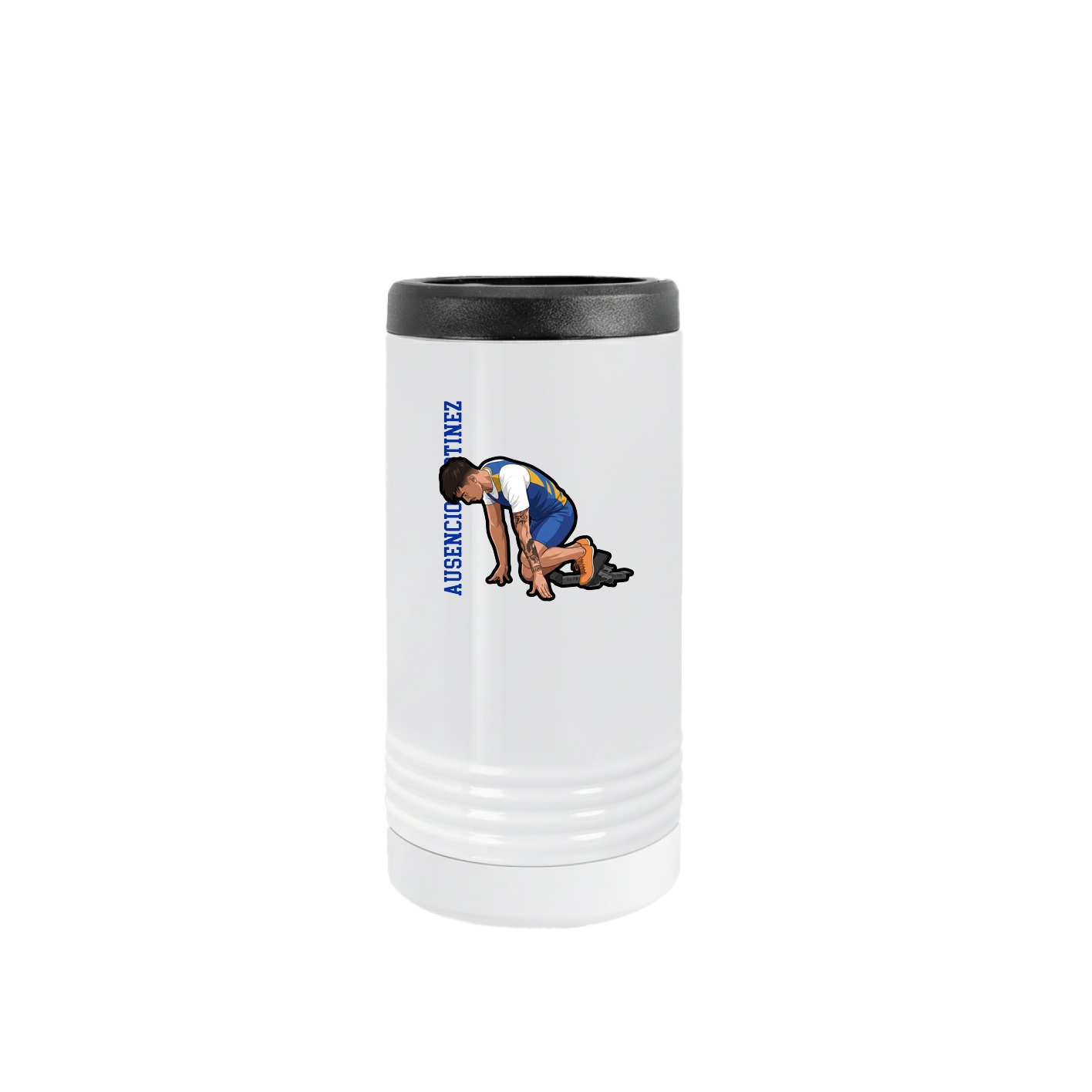 Slim Beverage Holder — Name Vertical in White