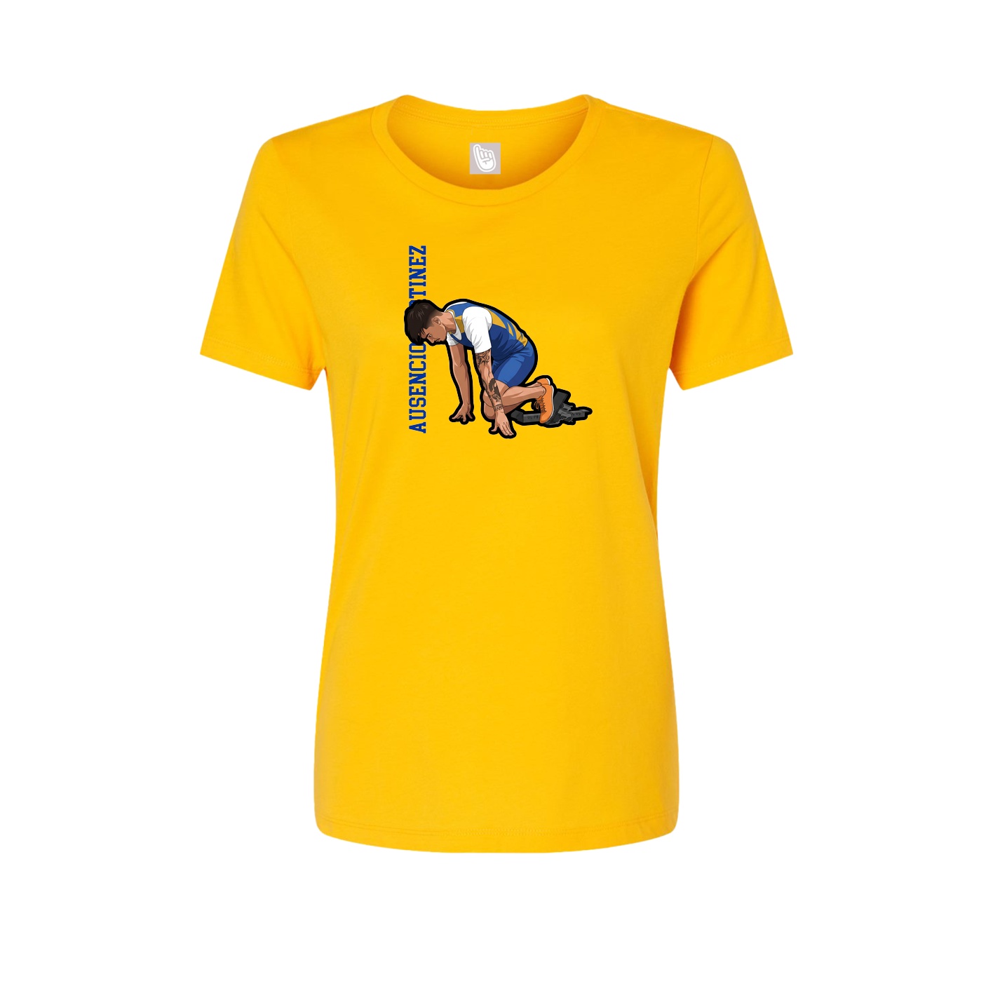 Fitted Women's Tee — Name Vertical in Gold