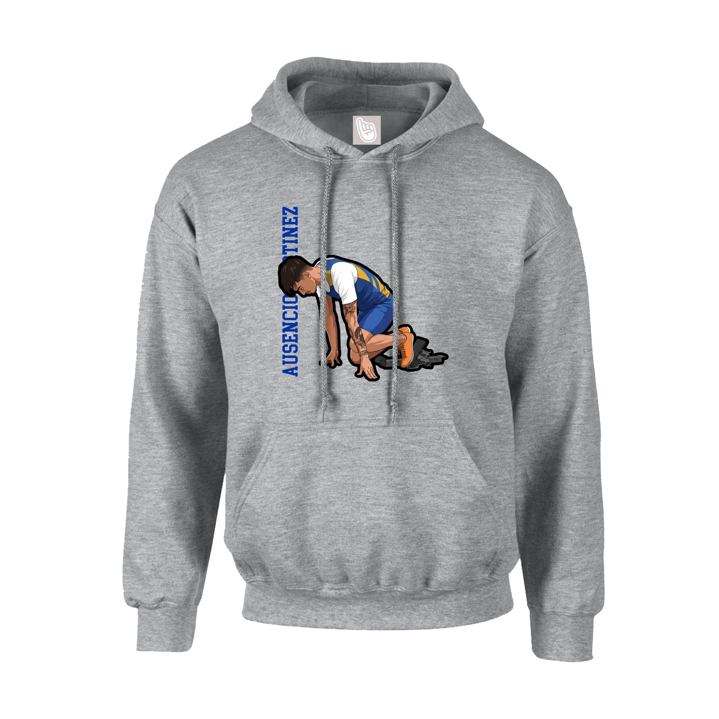 Hoodie — Name Vertical in Grey