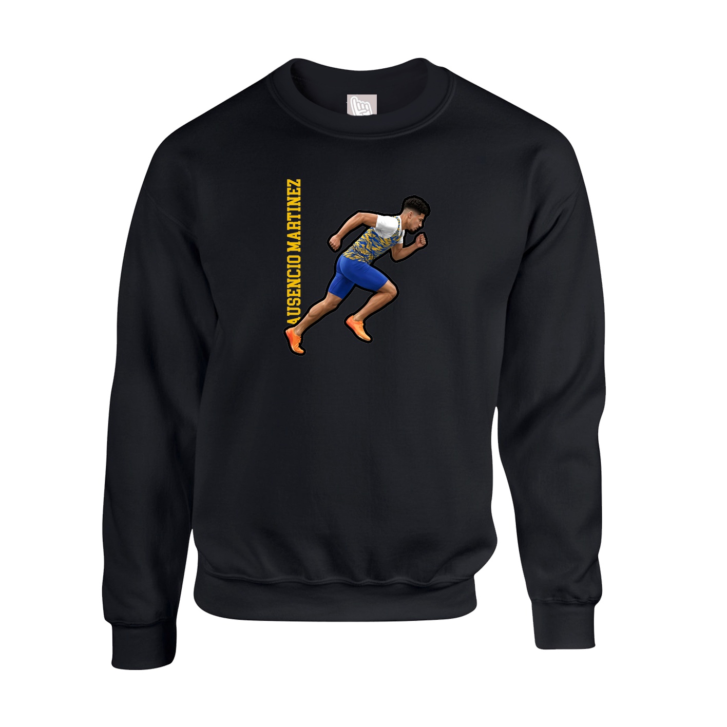 Fleece Crew — Name Vertical in Black