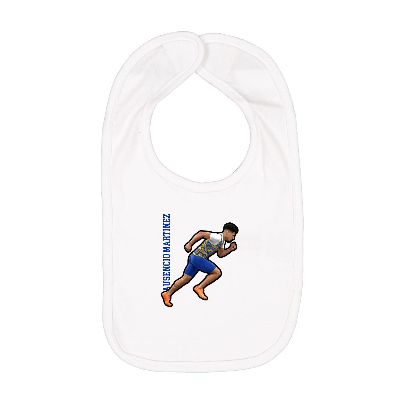 Infant Bib — Name Vertical in White