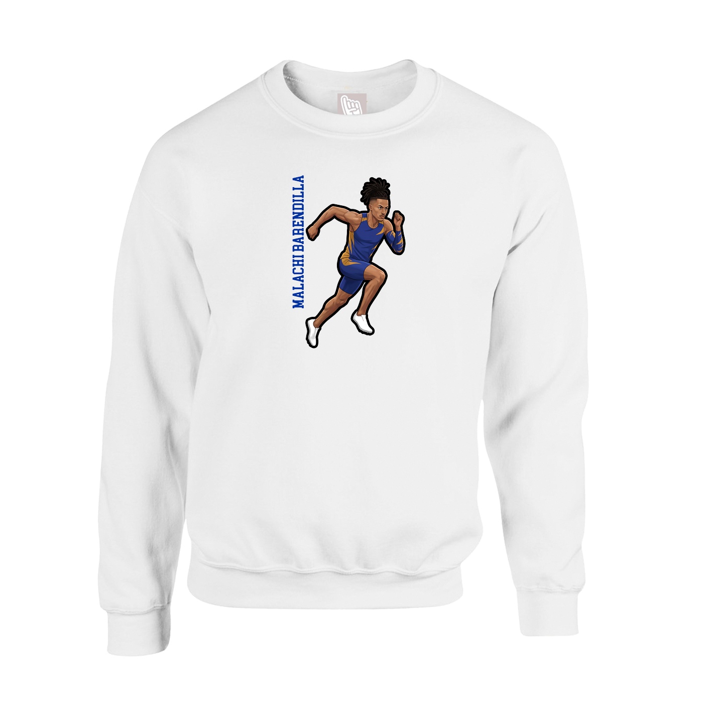 Fleece Crew — Name Vertical in White