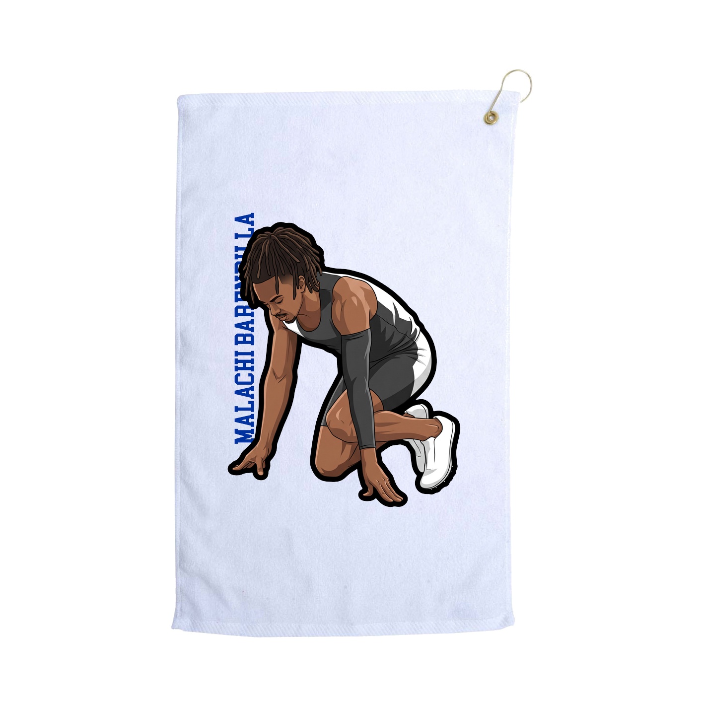 Golf Towel — Name Vertical in White