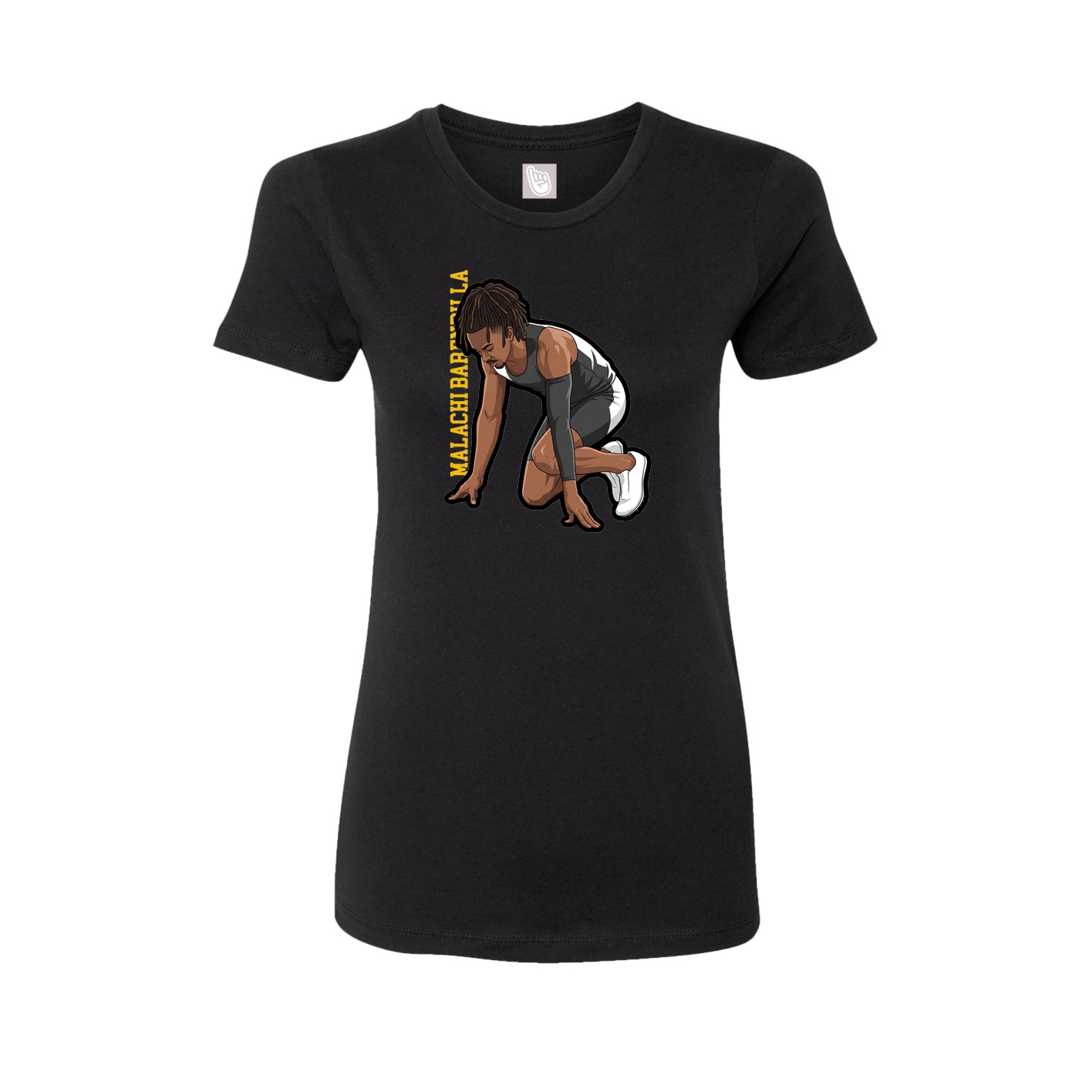 Womens Tee — Name Vertical in Black