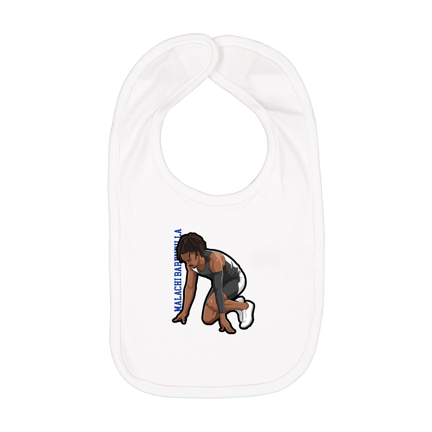 Infant Bib — Name Vertical in White