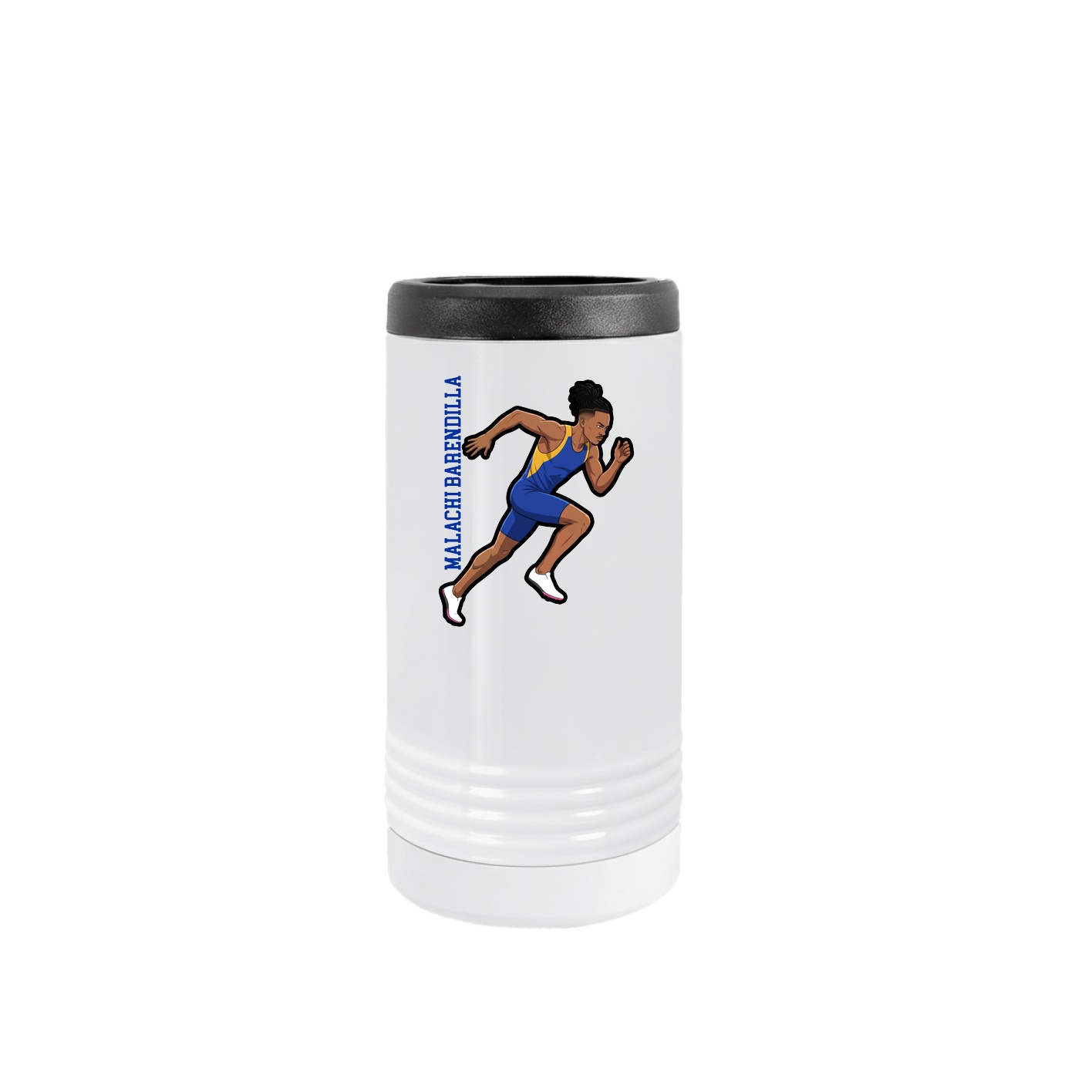 Slim Beverage Holder — Name Vertical in White