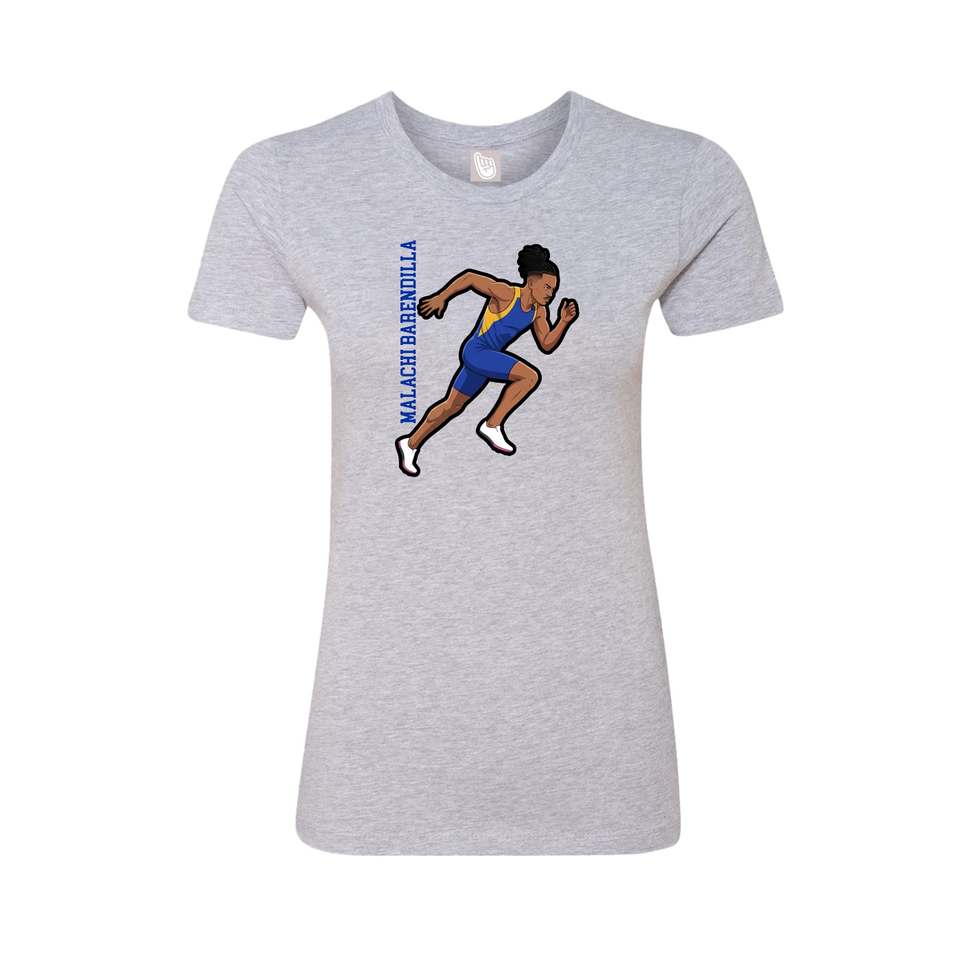 Womens Tee — Name Vertical in Grey
