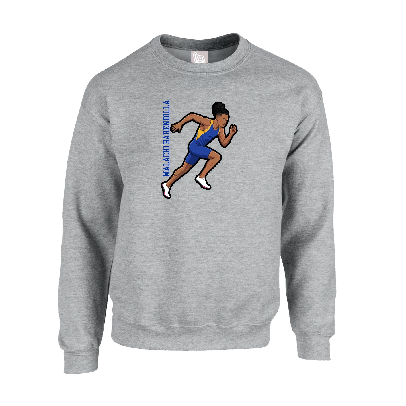 Fleece Crew — Name Vertical in Grey