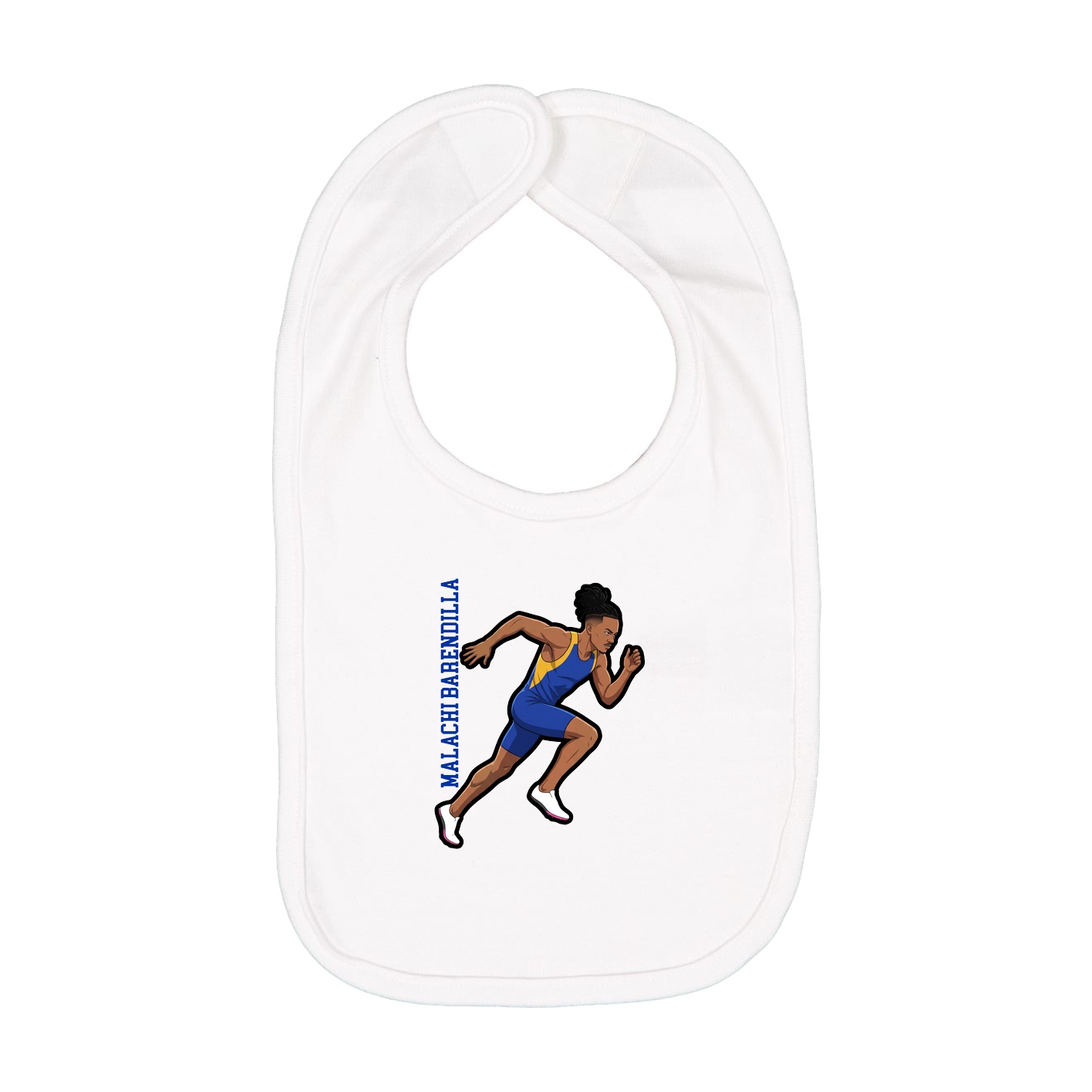 Infant Bib — Name Vertical in White