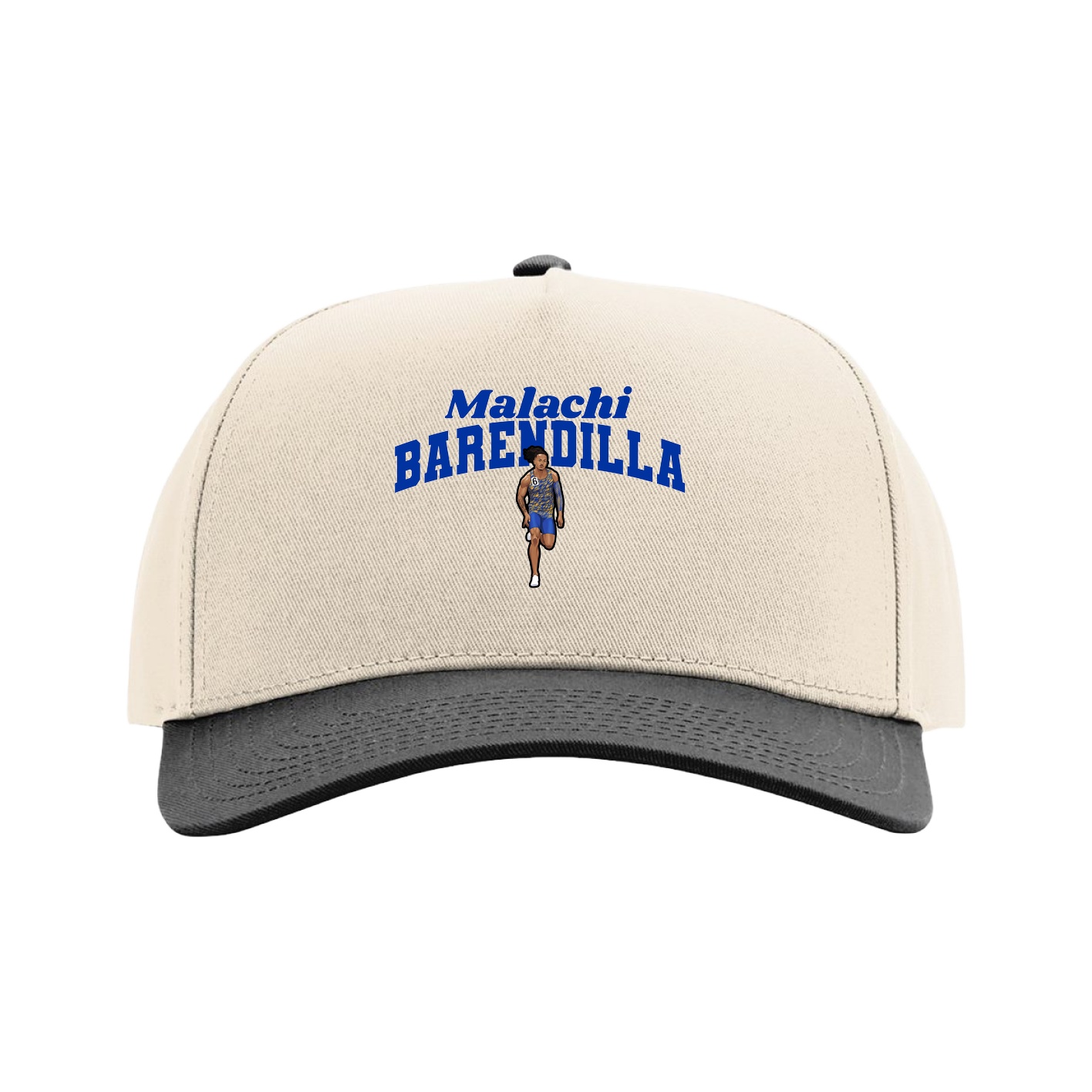 Full Fabric Five-Panel Champ Cap — Signature Arch in Cream/Black