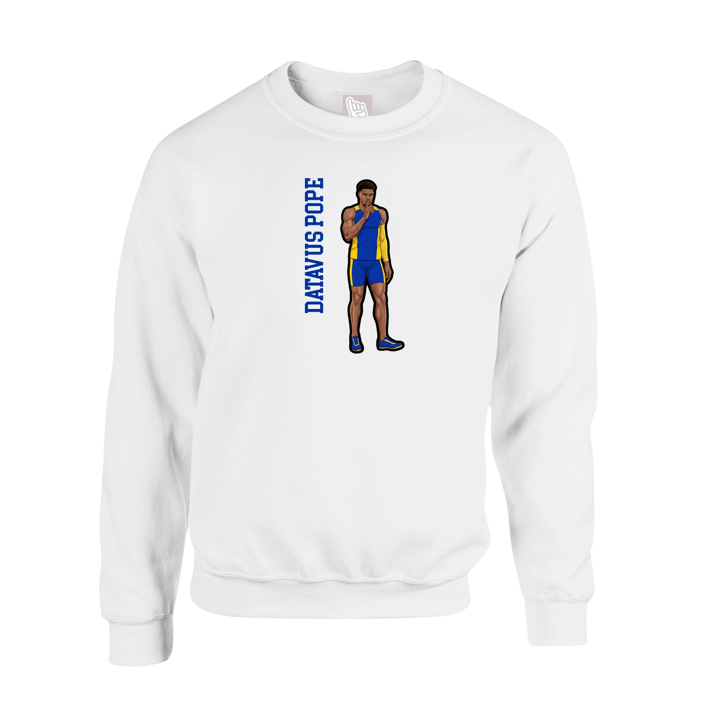 Fleece Crew — Name Vertical in White