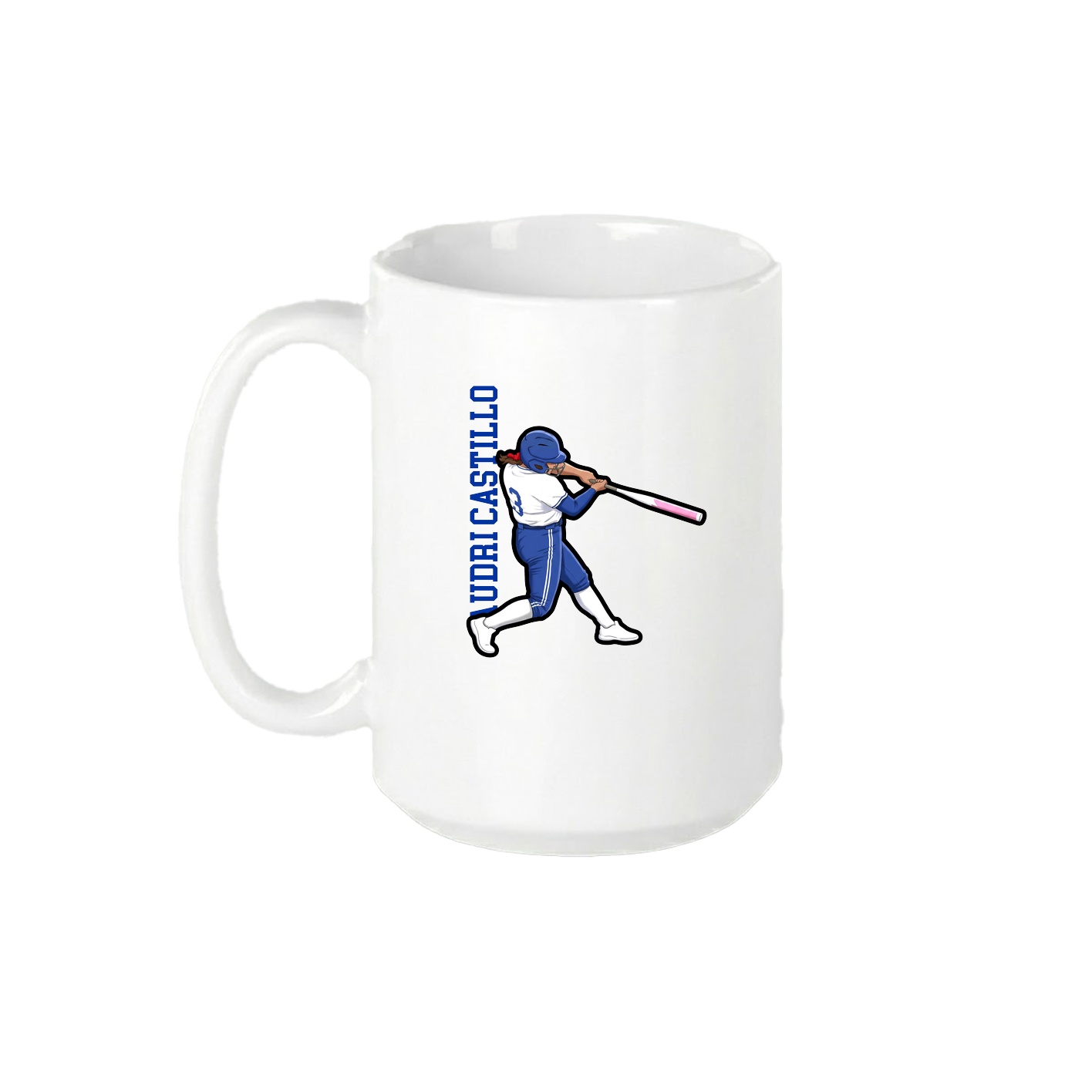 15oz Coffee Mug — Name Vertical in White