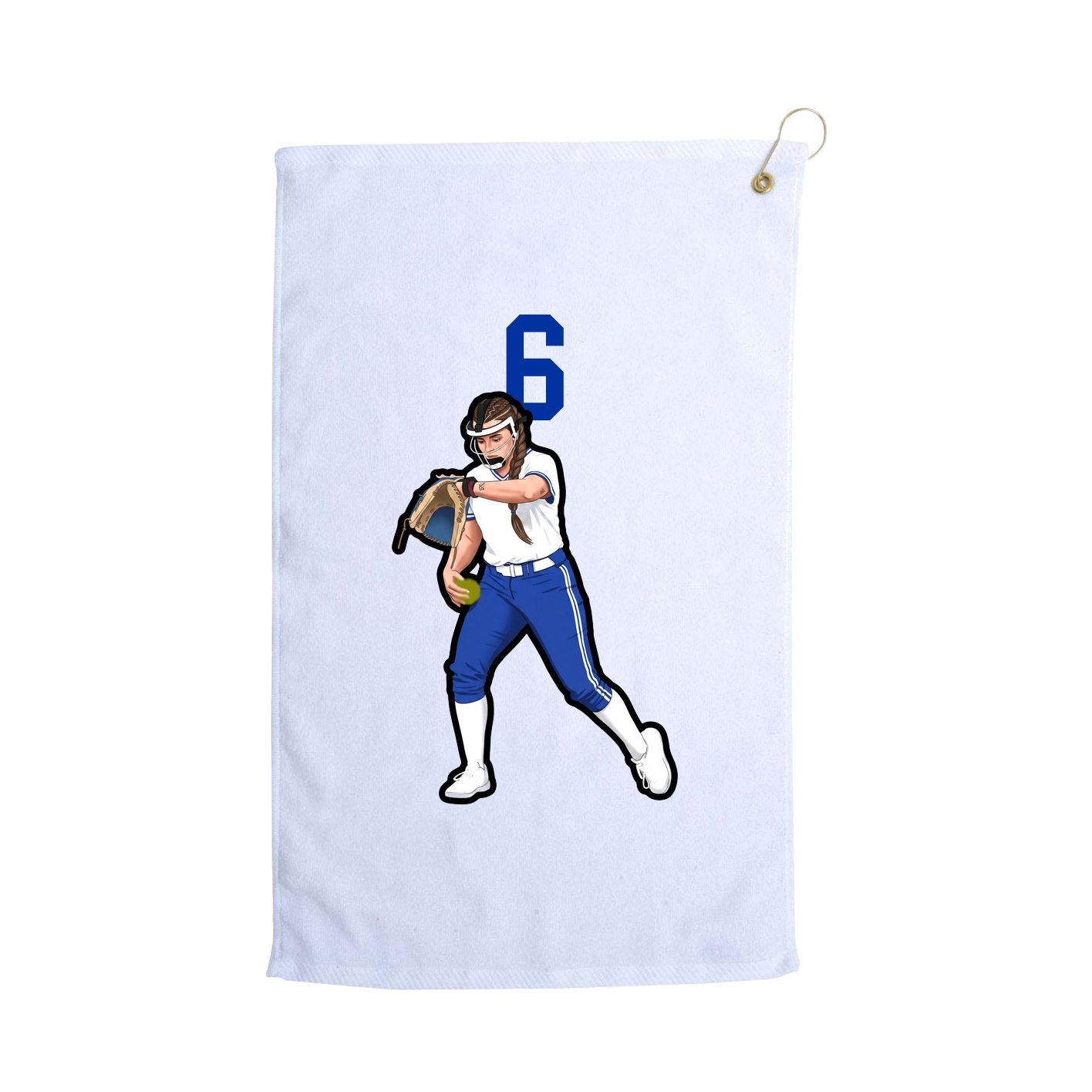 Golf Towel — Number Top in White