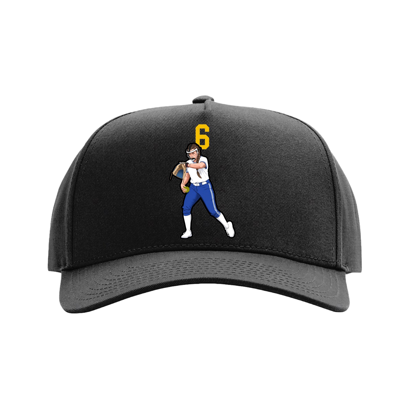 Full Fabric Five-Panel Champ Cap — Number Top in Black