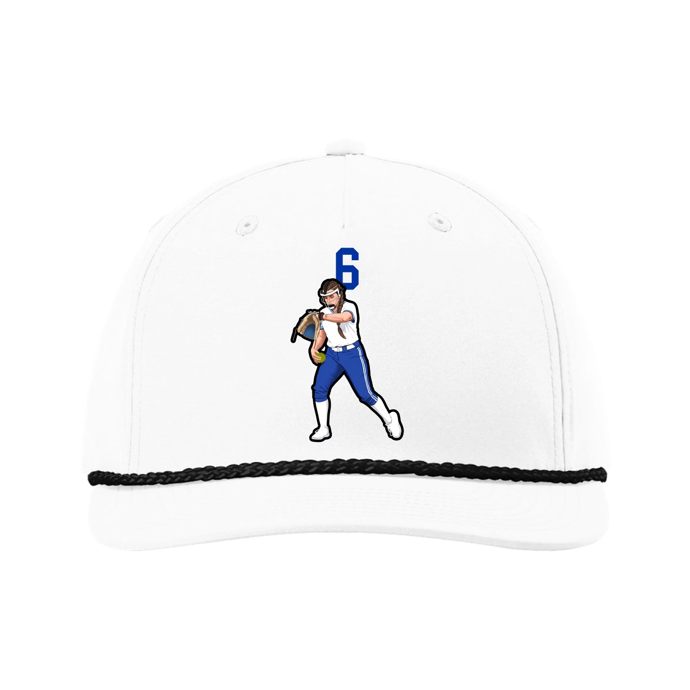 Five-Panel Classic Rope Cap — Number Top in White