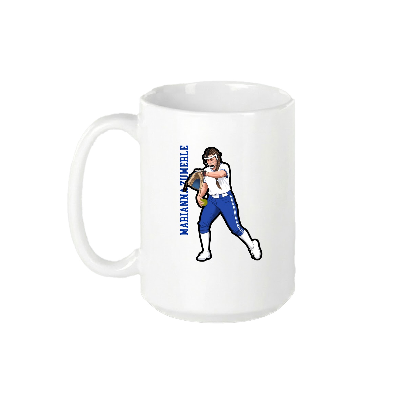 15oz Coffee Mug — Name Vertical in White