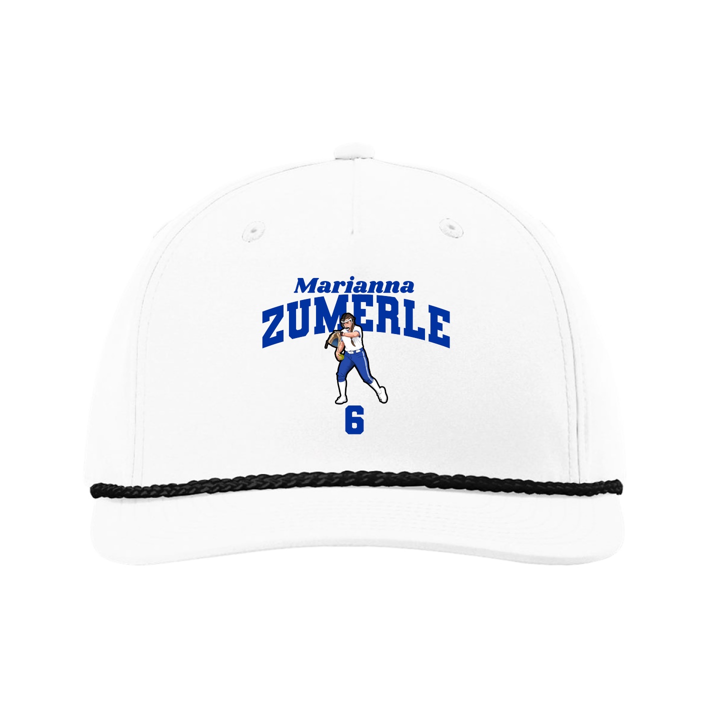 Five-Panel Classic Rope Cap — Signature Arch in White
