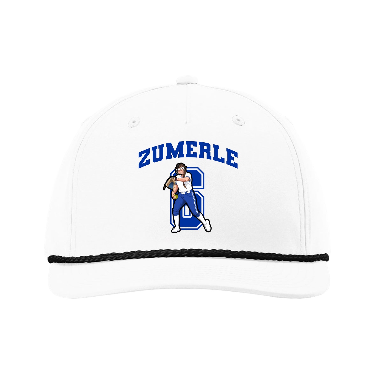 Five-Panel Classic Rope Cap — Number in White