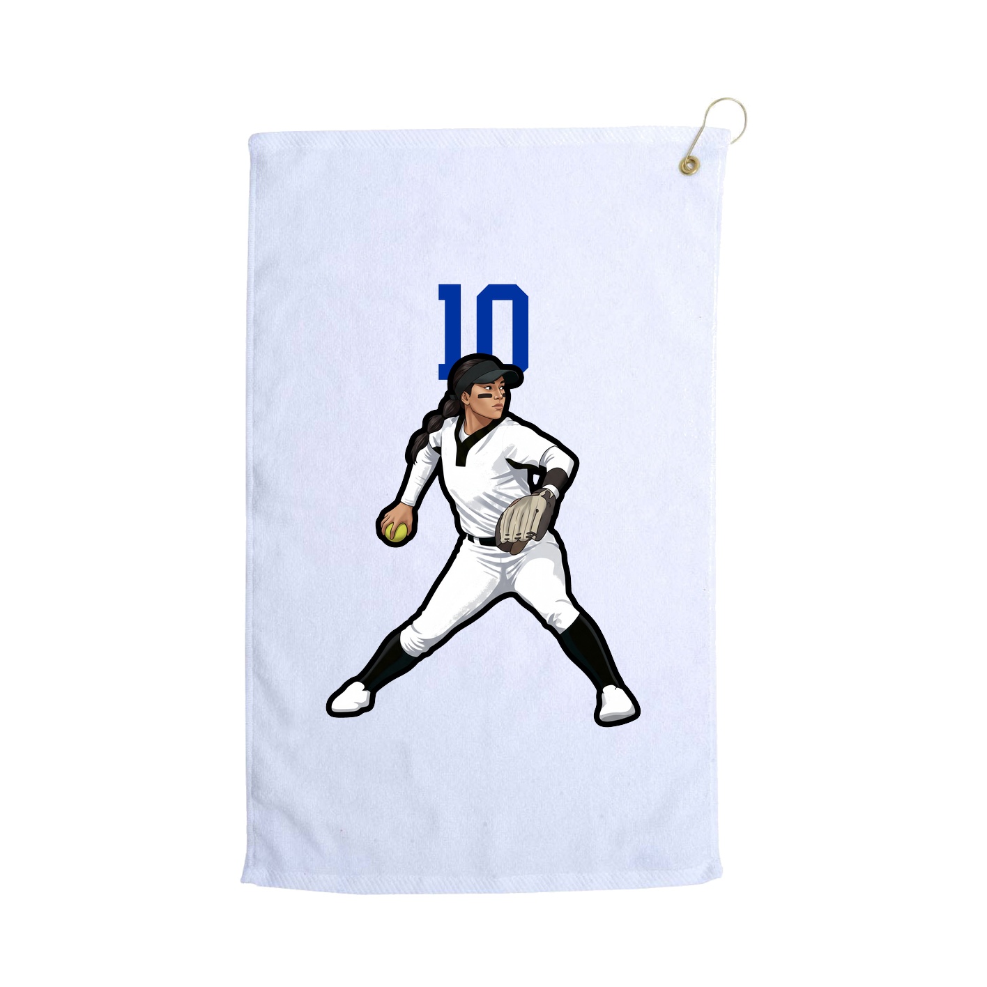 Golf Towel — Number Top in White