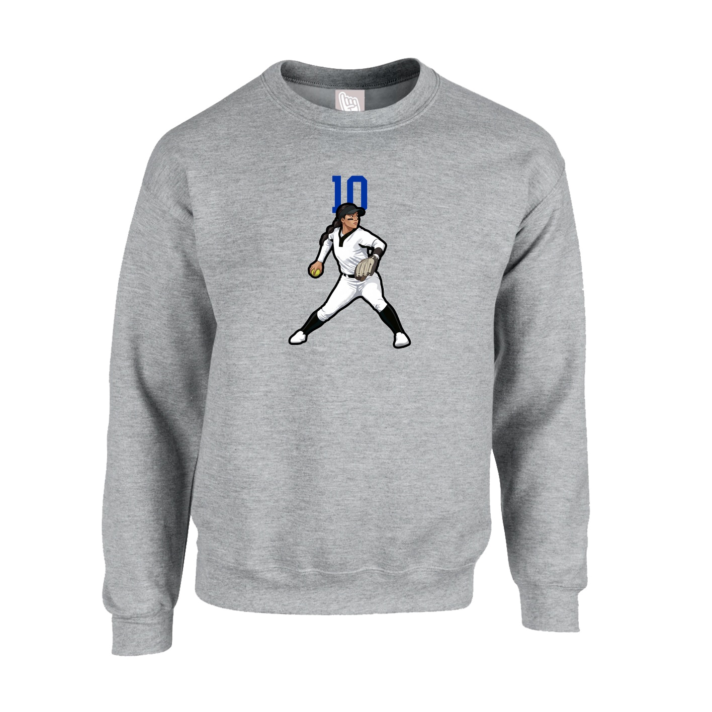 Fleece Crew — Number Top in Grey