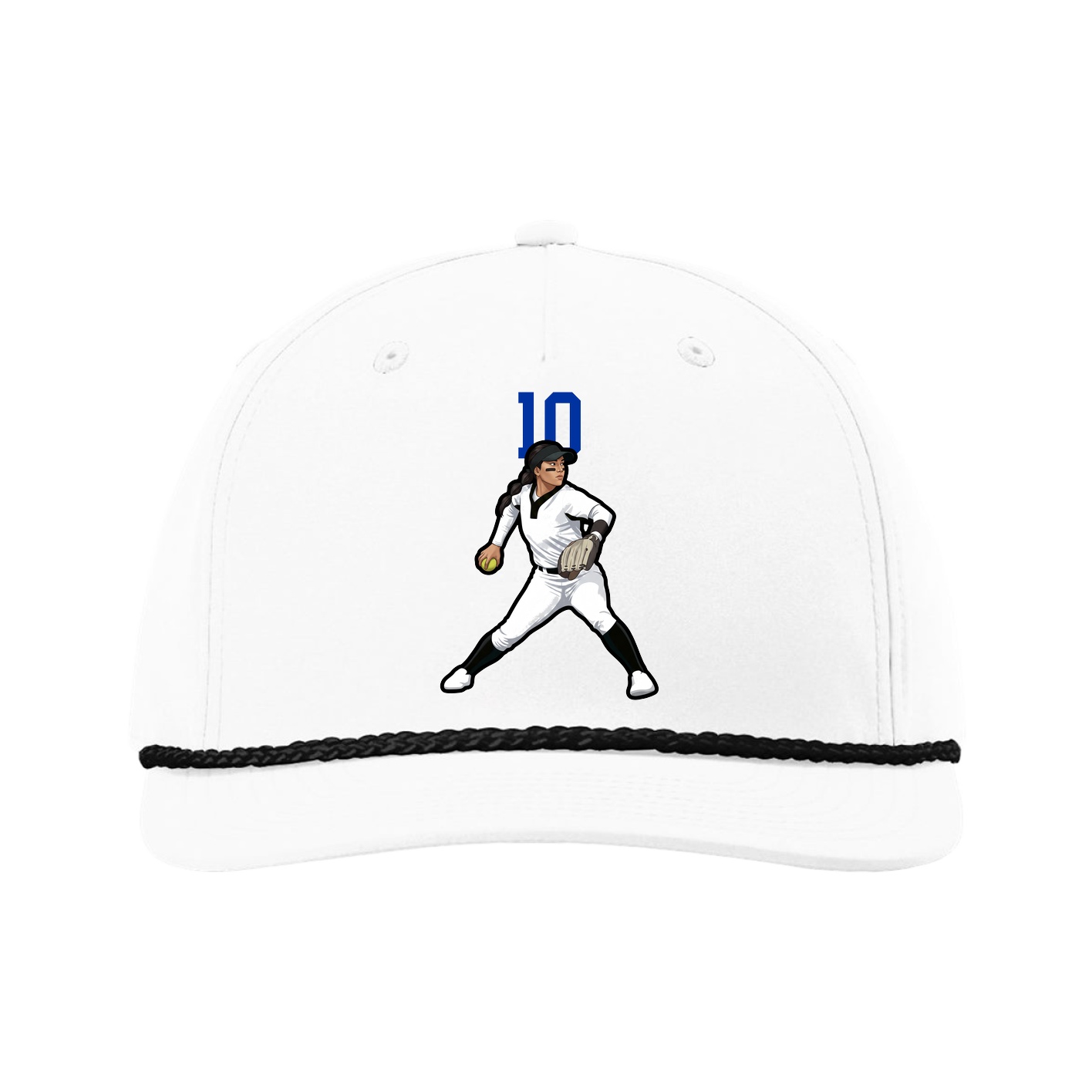 Five-Panel Classic Rope Cap — Number Top in White