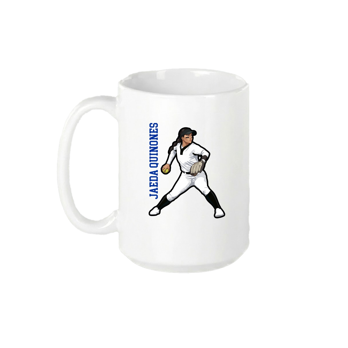 15oz Coffee Mug — Name Vertical in White