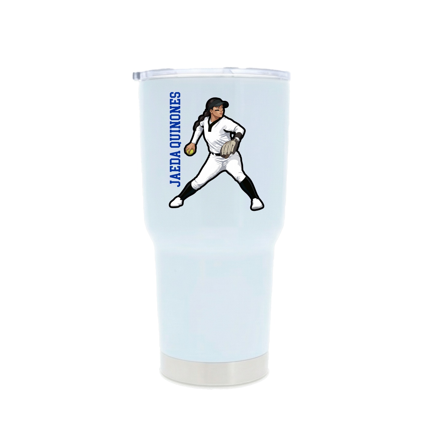 30oz Stainless Steel Tumbler — Name Vertical in White