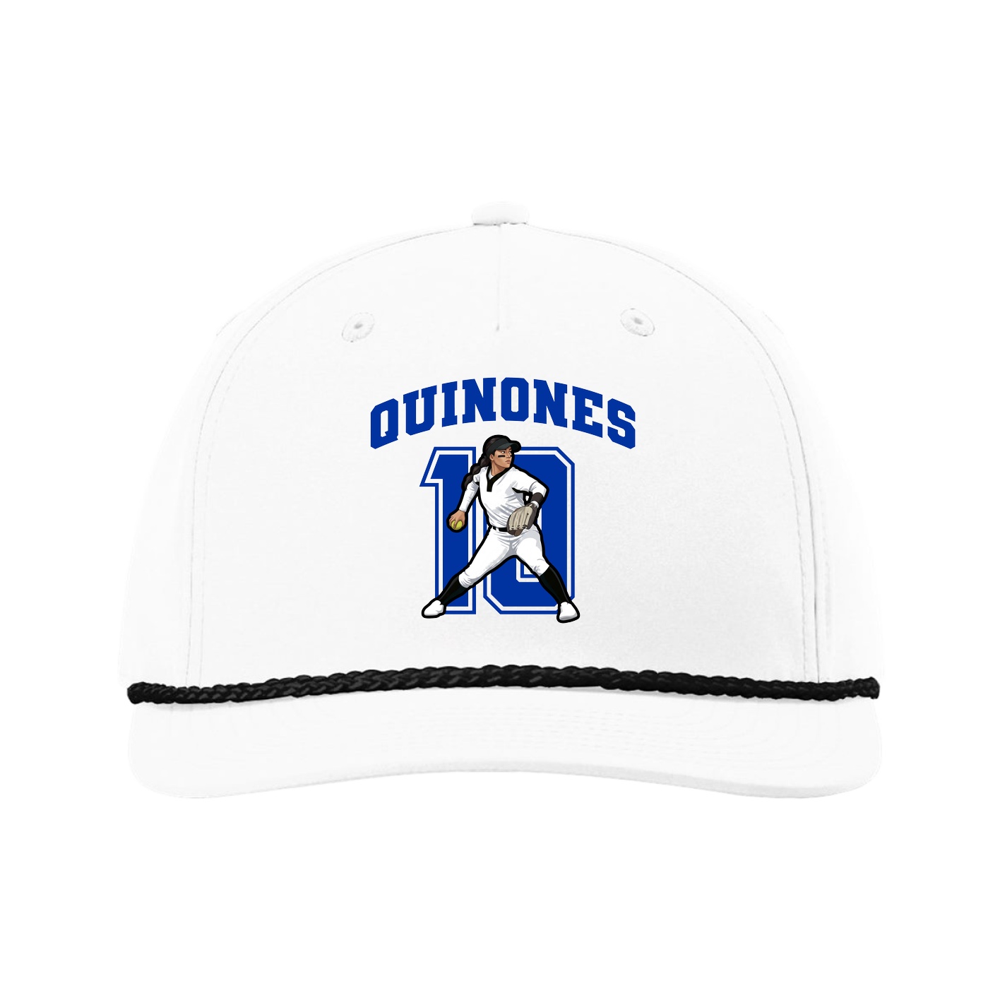 Five-Panel Classic Rope Cap — Number in White
