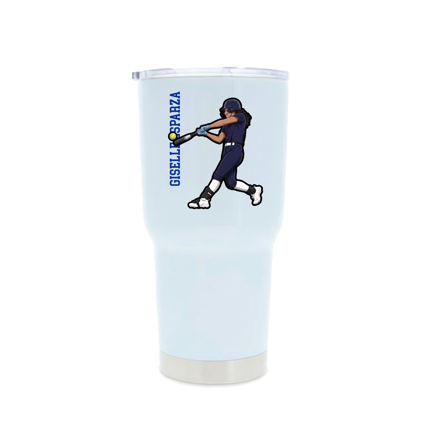 30oz Stainless Steel Tumbler — Name Vertical in White