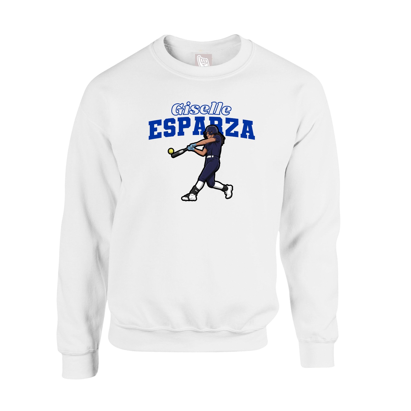 Fleece Crew — Name Arch in White