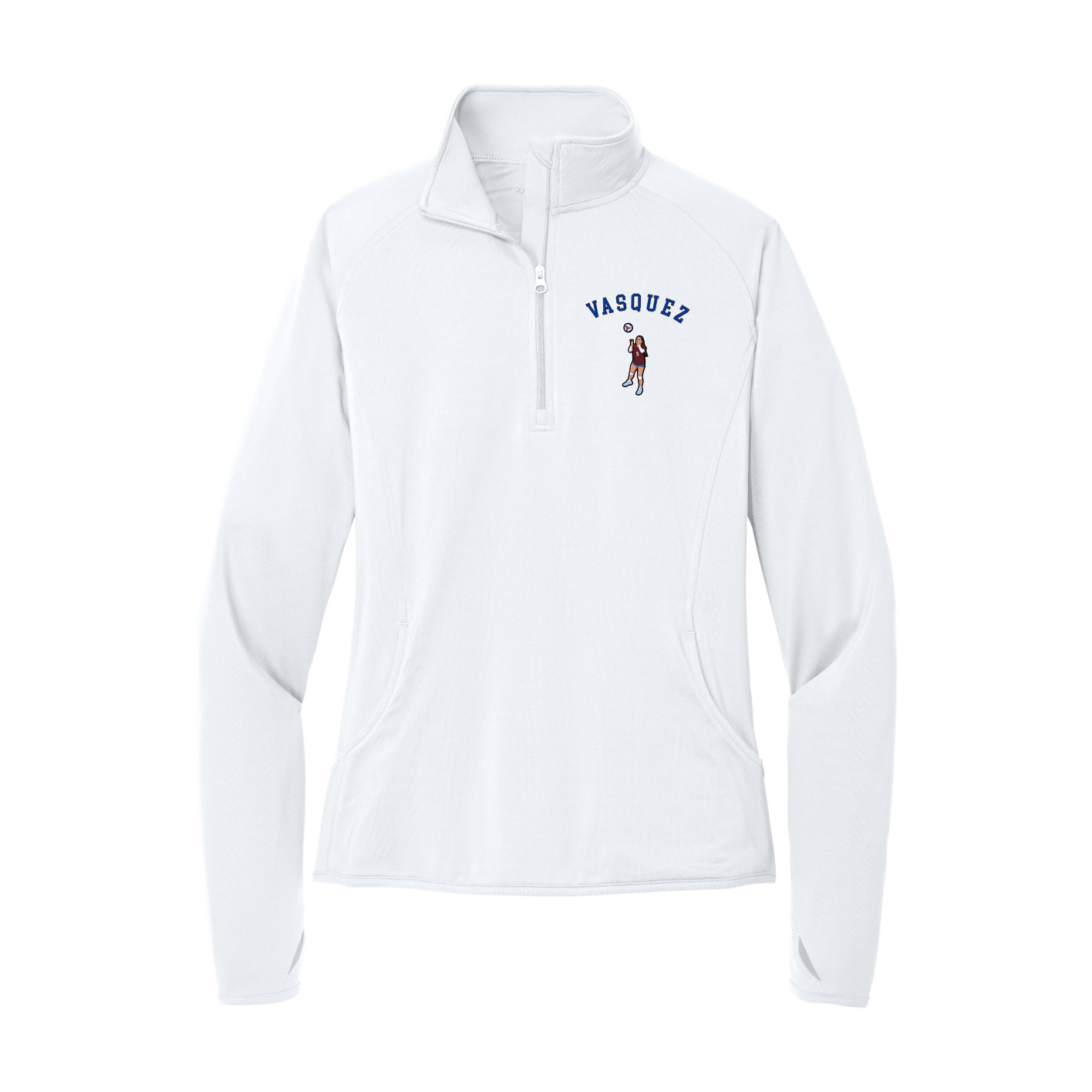 Women's Q-Zip Pullover — Shirsey Arch in White