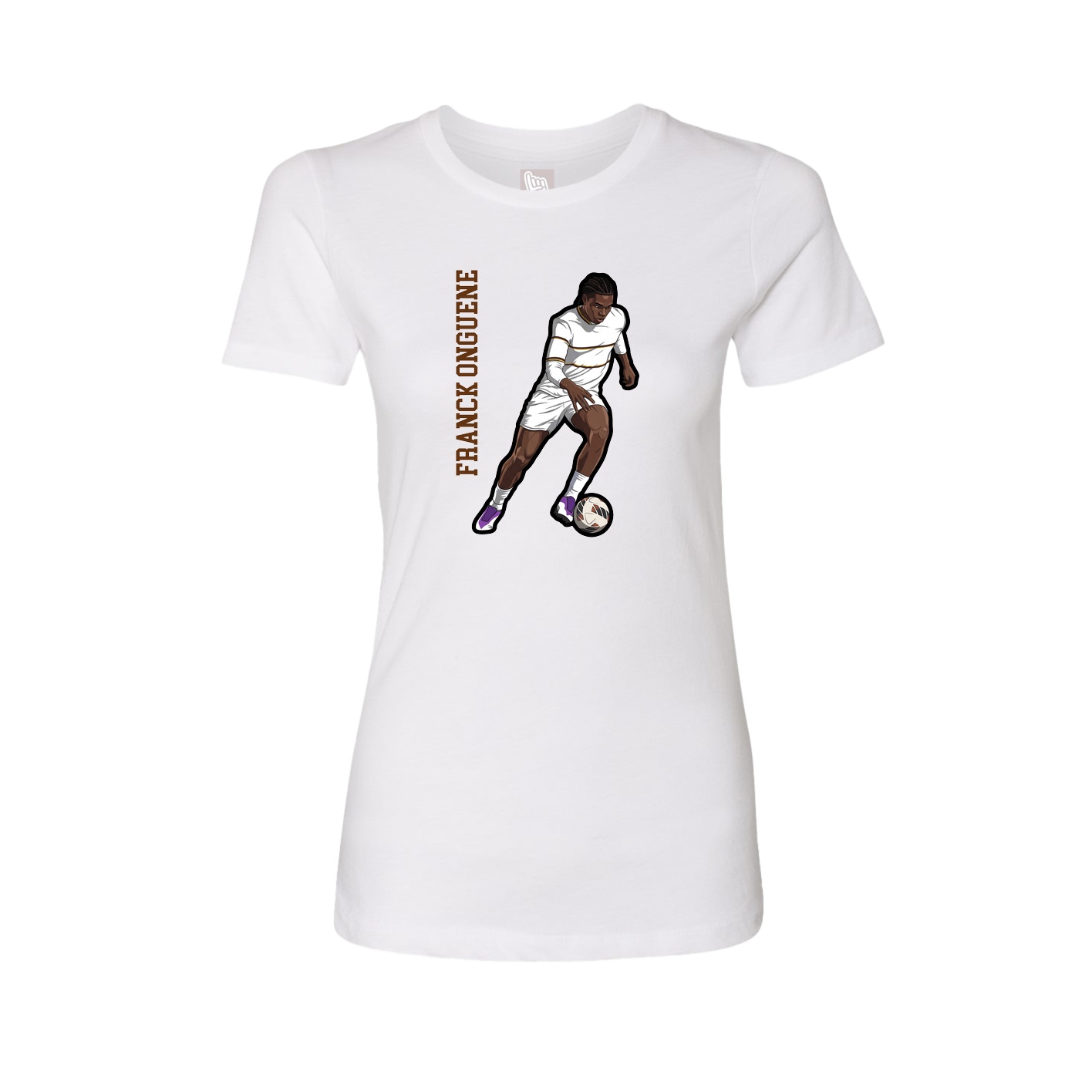 Fitted Women's Tee — Name Vertical in White