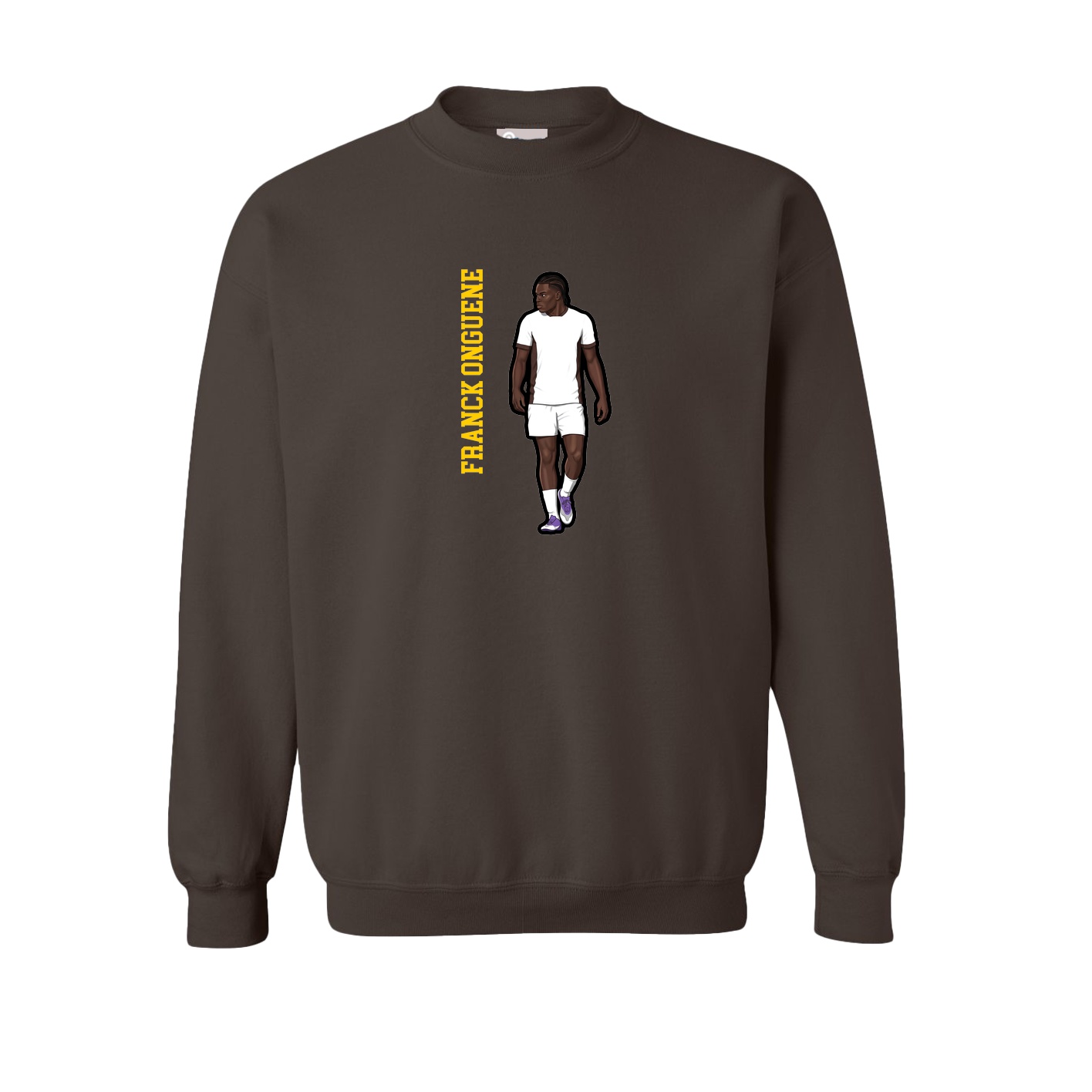 Fleece Crew — Name Vertical in Brown