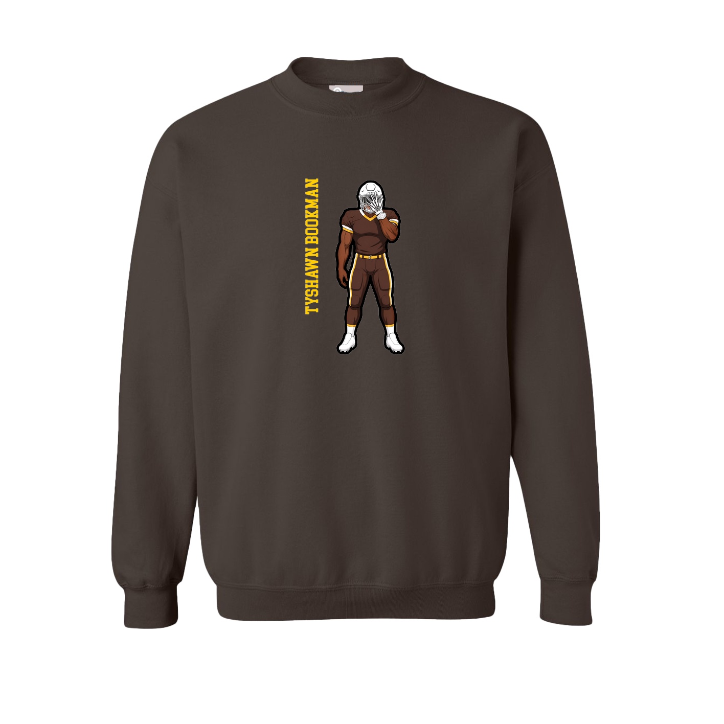 Fleece Crew — Name Vertical in Brown