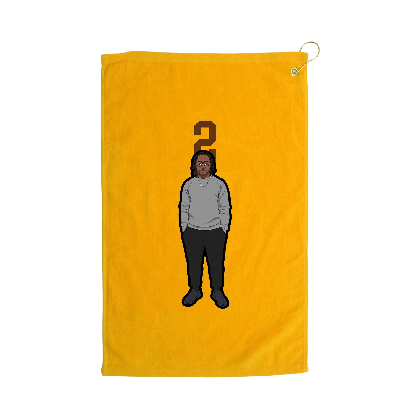 Golf Towel — Number Top in Gold