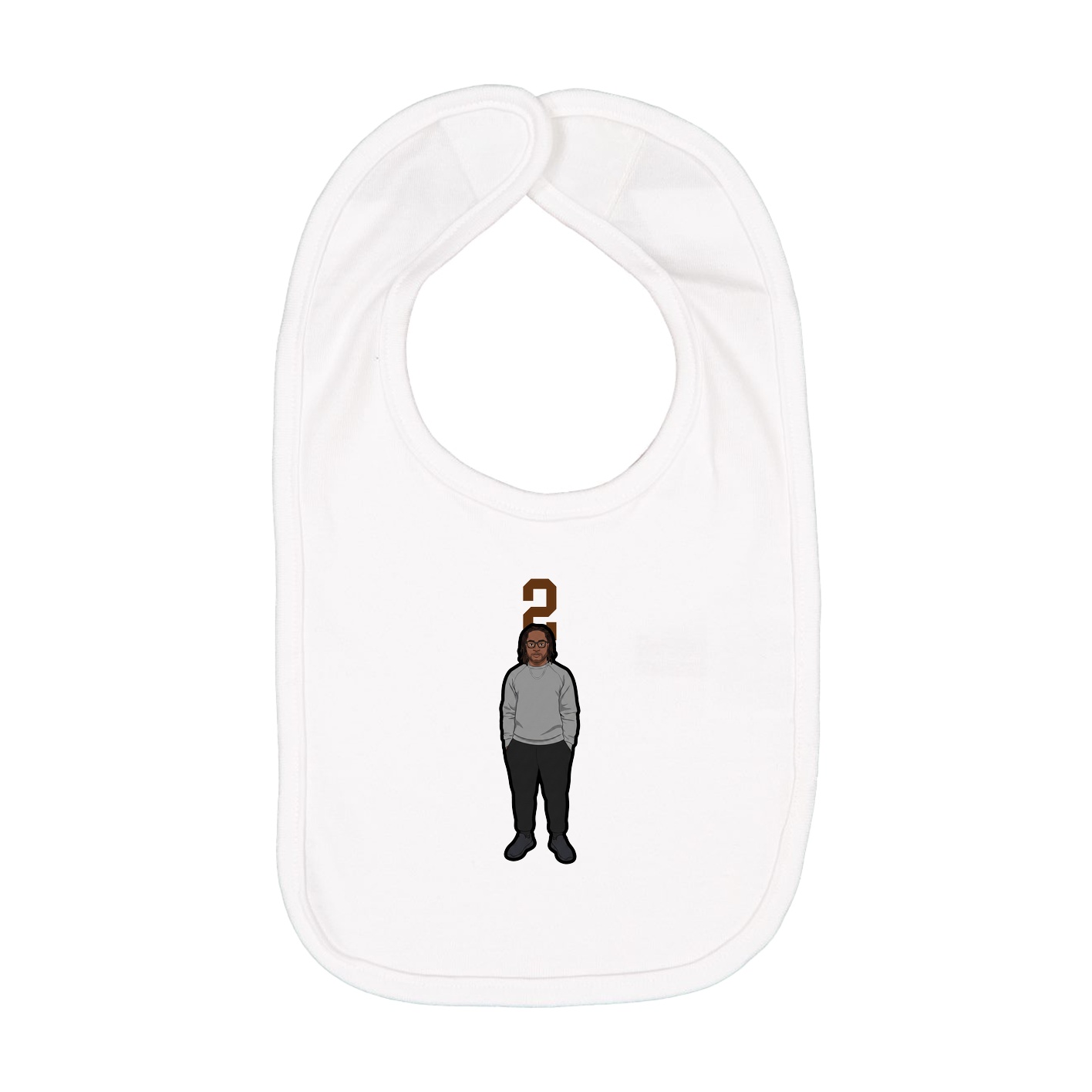 Infant Bib — Number Top in White