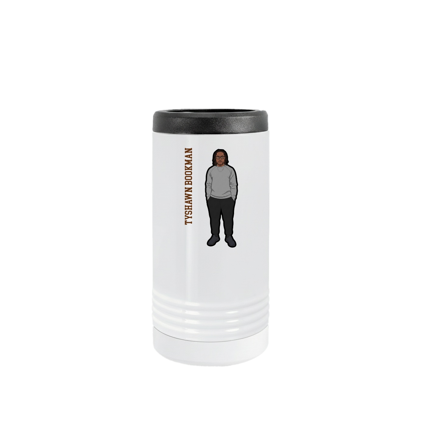 Slim Beverage Holder — Name Vertical in White