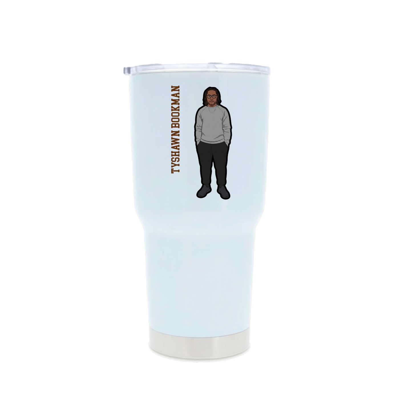 30oz Stainless Steel Tumbler — Name Vertical in White