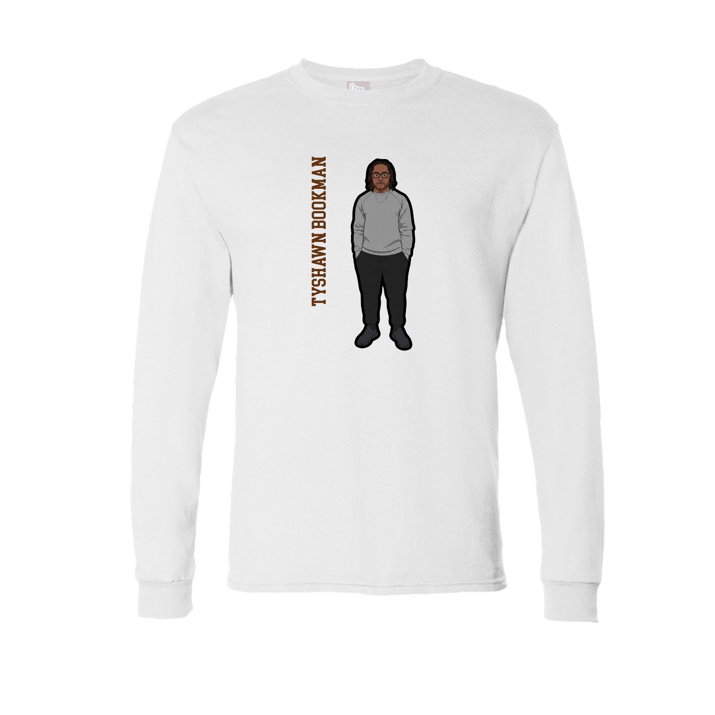 Long Sleeve Tee — Name Vertical in White